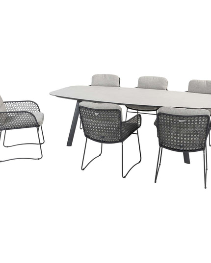 4 Seasons Outdoor Aprilla Ess Anthrazit + Taste 4SO Manolo -Tisch -Anthrazit mit gedrucktem Keramiktisch -Tisch 240 cm