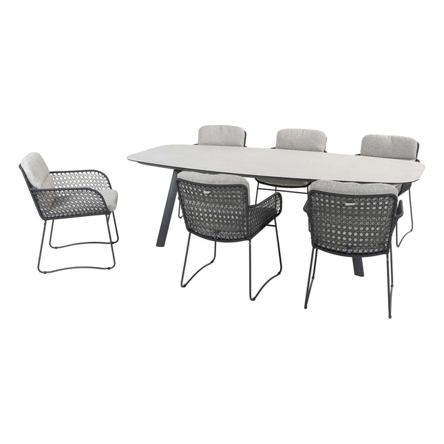 4 Seasons Outdoor Aprilla Ess Anthrazit + Taste 4SO Manolo -Tisch -Anthrazit mit gedrucktem Keramiktisch -Tisch 240 cm