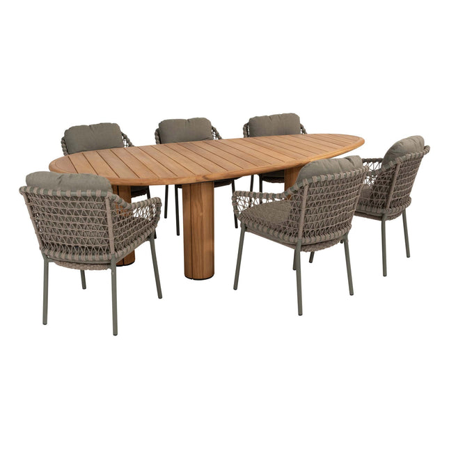 4 Seasons Outdoor Jura Dining + Taste 4SO Corsica Tisch Kieselform Teak 240 x 130 cm