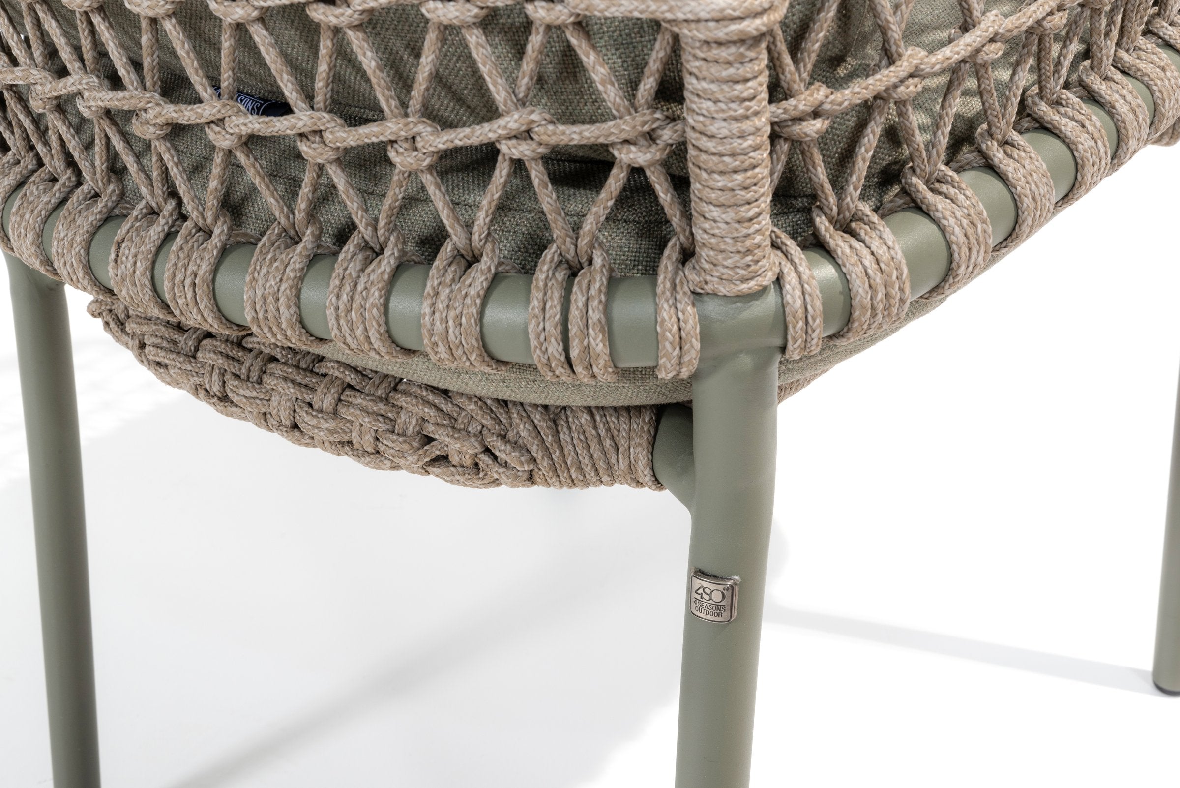 4SO Jura stacking dining chair olive with 2 cushions - SKU 214018 - Detail view