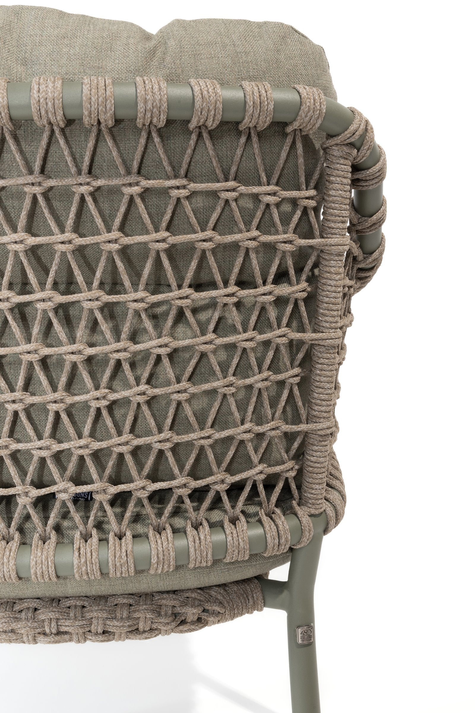 4SO Jura stacking dining chair olive with 2 cushions - SKU 214018 - Detail view