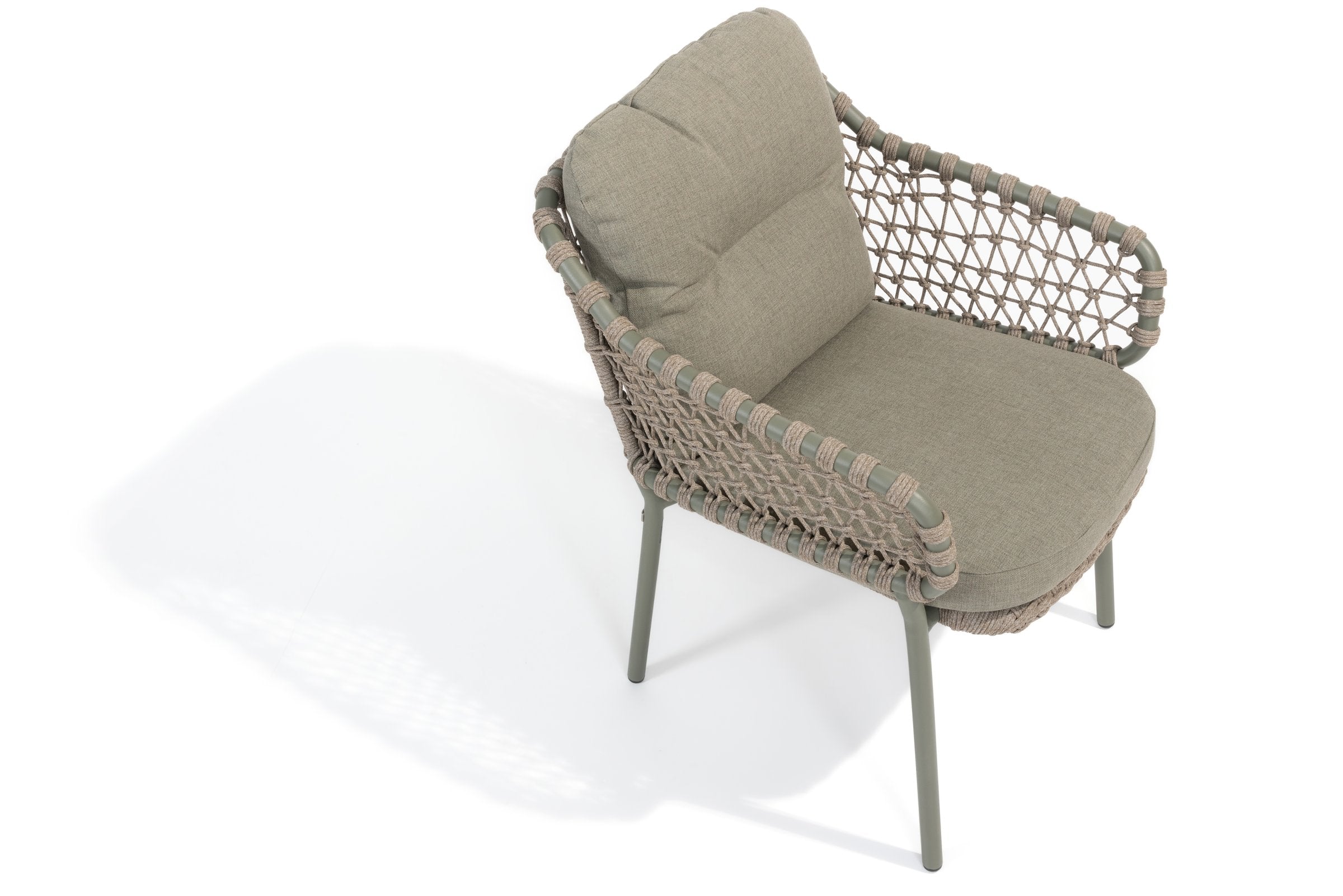 4SO Jura stacking dining chair olive with 2 cushions - SKU 214018 - Detail view