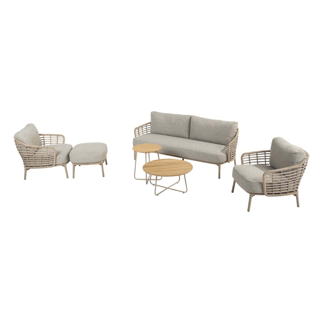 4 Seasons Outdoor Como Lounge Set Harvest + Footstool + Verdi Kaffeetische
