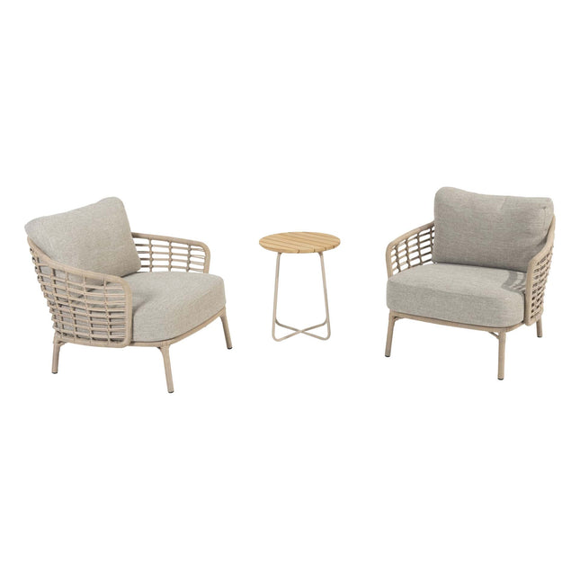 4 Seasons Outdoor Como Bistro Lounge Set Harvest + Verdi Side Table Latte 45 Ø CM