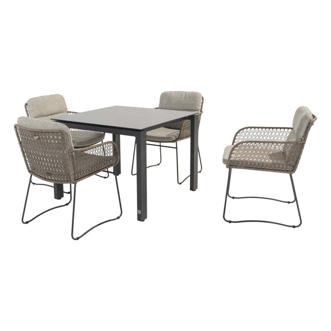 4 Seasons Outdoor Aprilla Dining Pure + Goa Tisch HPL 95 cm Schiefer Anthrazit