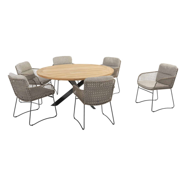 4 Seasons Outdoor Aprilla Dining Pure + Taste 4SO Prado Teak Tabelle 160 Ø CM