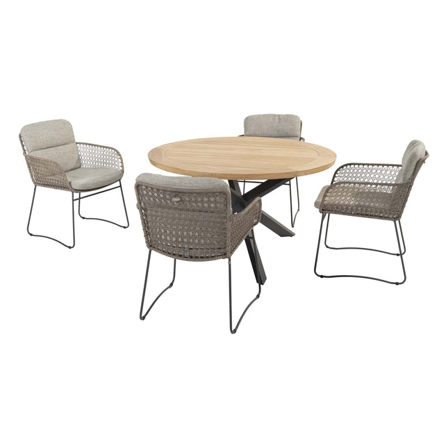 4 Seasons Outdoor Aprilla Dining Pure + Taste 4SO Prado Teaktisch 130 Ø CM