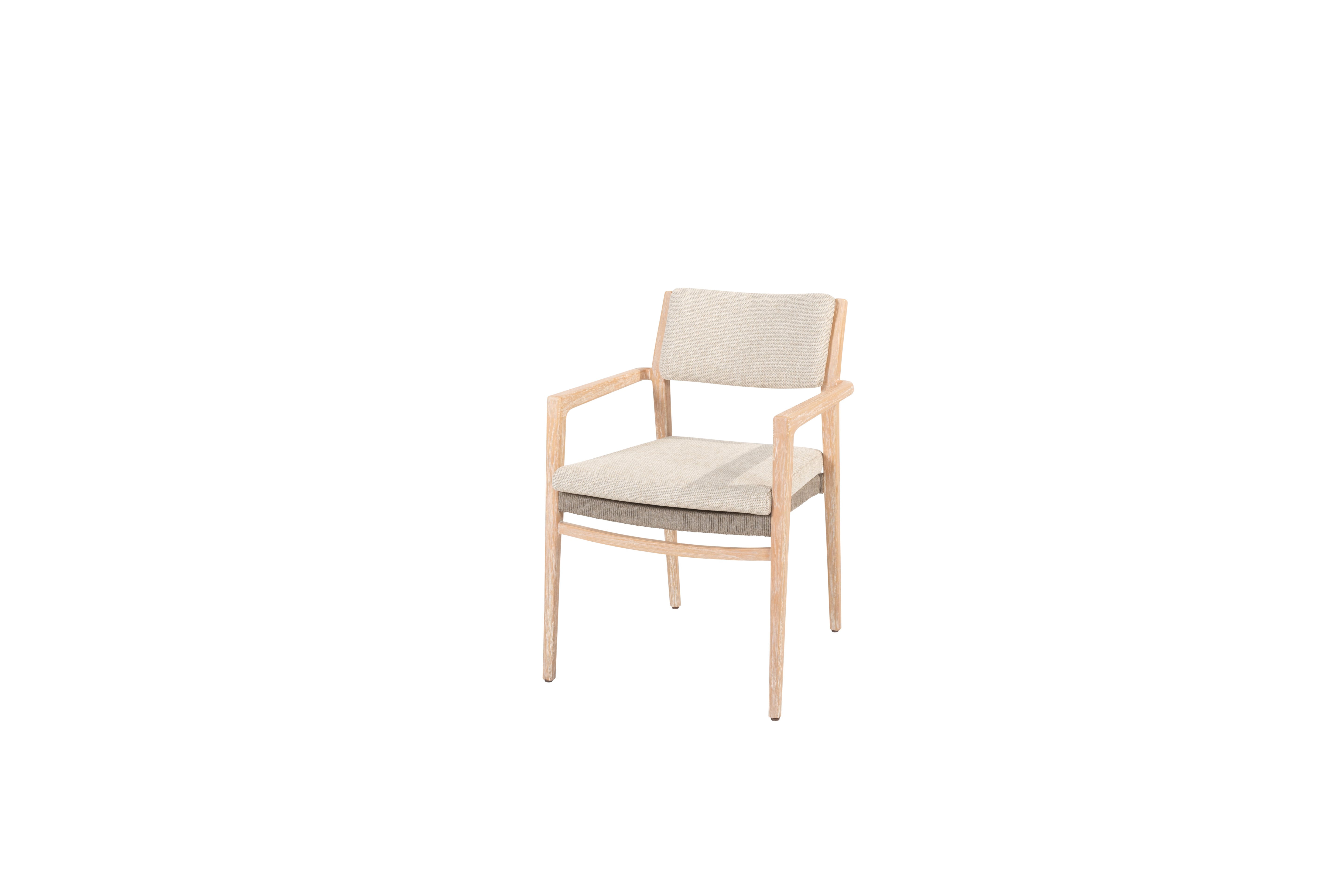 Julia stackable dining chair brushed teak with 2 cushions