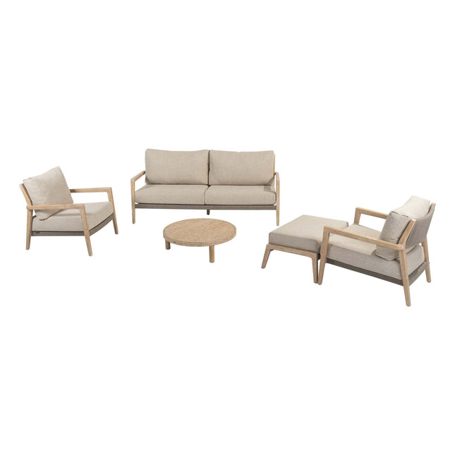 4 Seasons Outdoor Julia Lounge Set + Footstool + REM Couchtisch 80 Ø CM