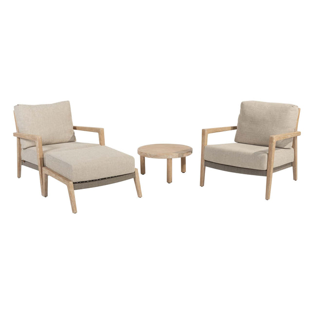 4 Seasons Outdoor Julia Bistro Lounge Set + Footstool + REM Couchtisch 60 Ø CM