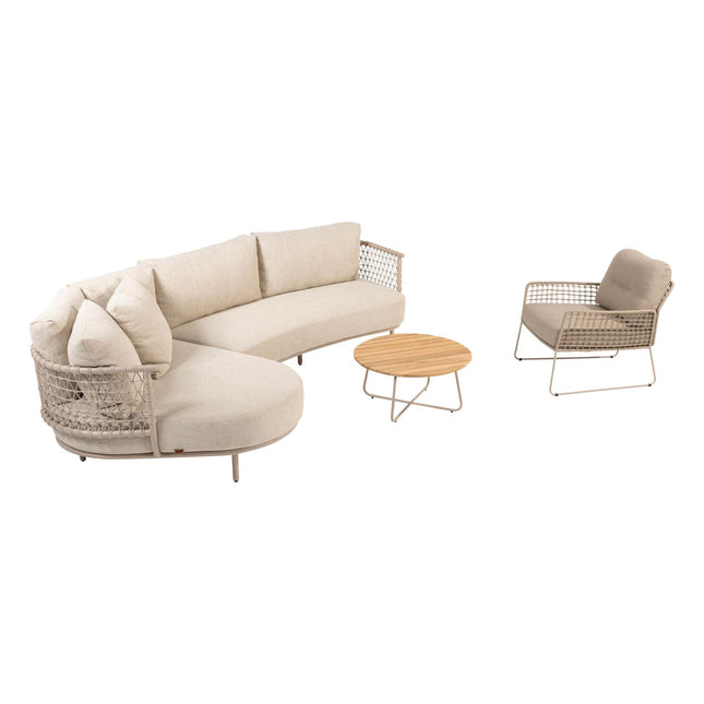 4 Seasons Outdoor Sardinia Chaise Lounge Bank + Taste 4SO Albano Lounge Chair + Verdi Coucht Tabelle 73 Ø CM