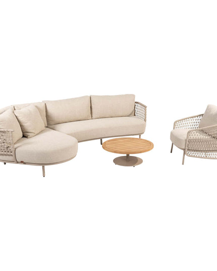 4 Seasons Outdoor Sardinia Chaise Lounge Sofa + Puccini Lounge Stuhl + Volta Couchtisch 80 Ø CM