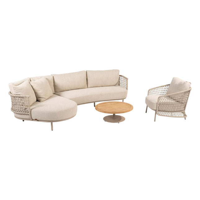 4 Seasons Outdoor Sardinia Chaise Lounge Sofa + Puccini Lounge Stuhl + Volta Couchtisch 80 Ø CM