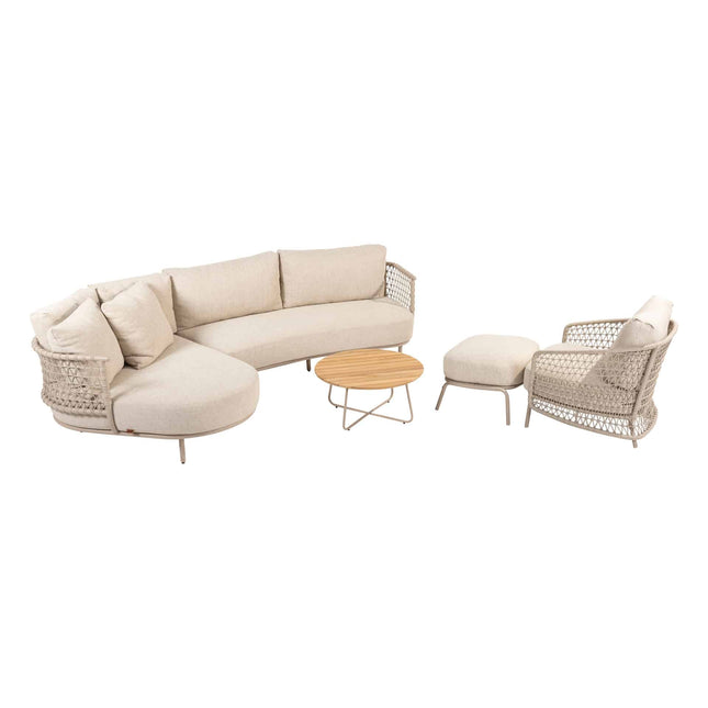 4 Seasons Outdoor Sardinia Chaise Lounge Bank + Taste 4SO Albano Lounge Chair + Verdi Coucht Tabelle 73 Ø CM