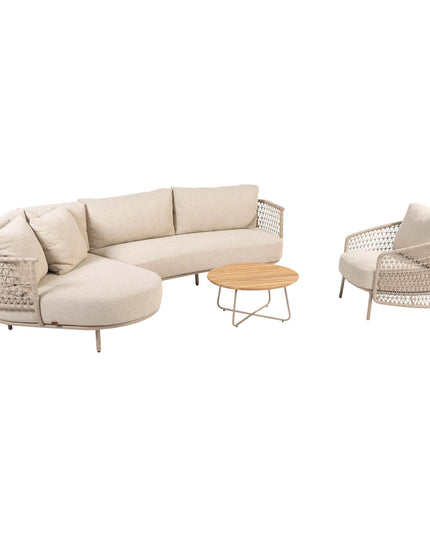 4 Seasons Outdoor Sardinia Chaise Lounge Bank + Puccini Lounge Chair + Verdi Coucht Tabelle 73 Ø CM