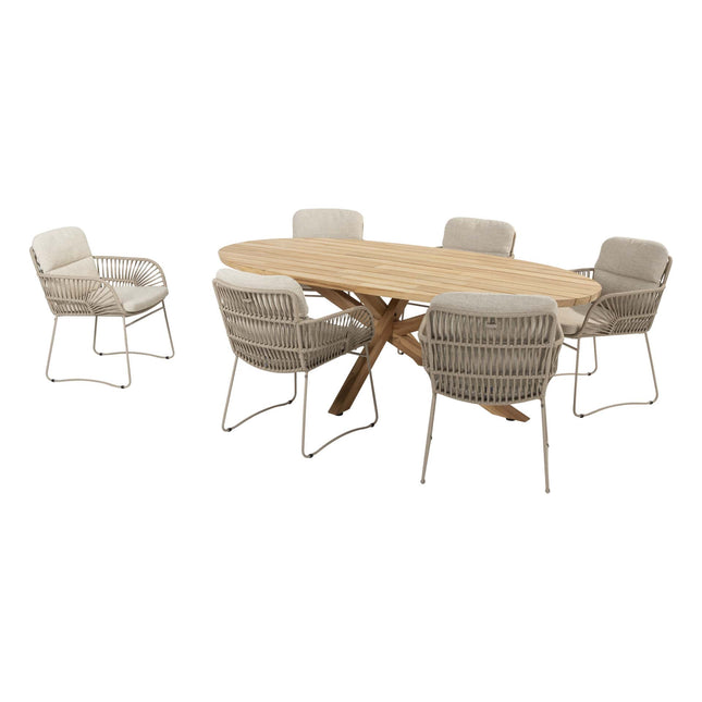 4 Seasons Outdoor Murcia Dining Latte + Taste 4SO Prado Teak Tisch Oval 240 cm