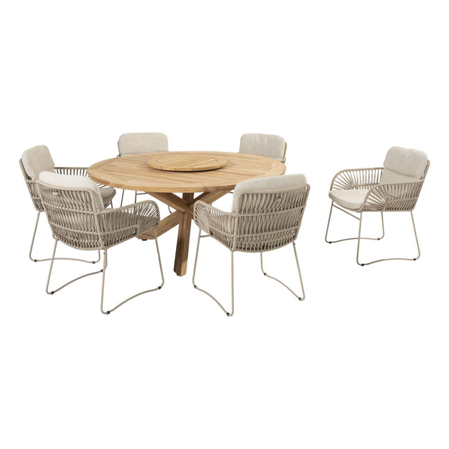 4 Seasons Outdoor Murcia Dining Latte + Taste 4SO Prado Teak Tabelle 160 Ø CM