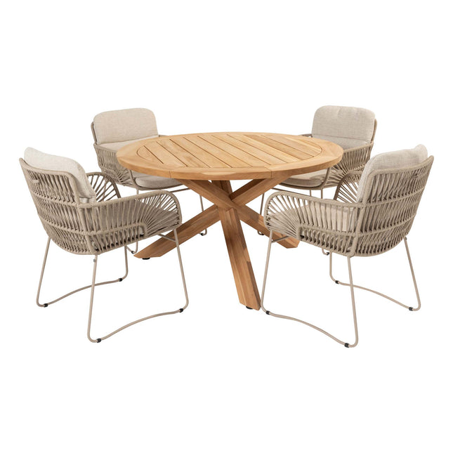 4 Seasons Outdoor Murcia Dining Latte + Taste 4SO Prado Teak Tabelle 130 Ø CM