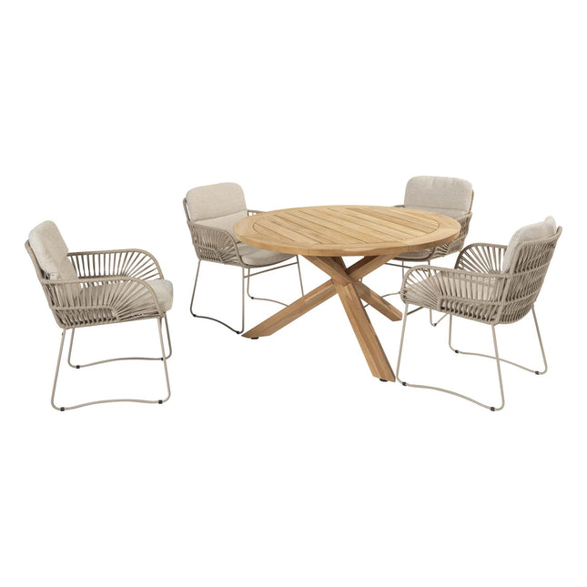 4 Seasons Outdoor Murcia Dining Latte + Taste 4SO Prado Teak Tabelle 130 Ø CM