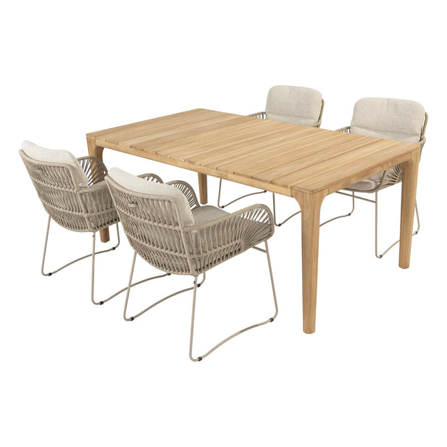 4 Seasons Outdoor Murcia Dining Latte + Taste 4SO Liam Teak Tabelle 180 cm