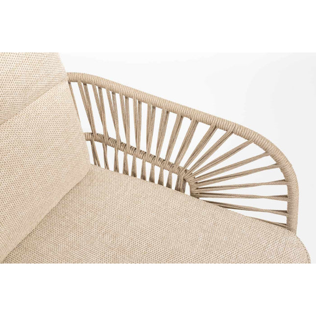 4 Jahreszeiten Outdoor Murcia Dining Latte + Montana Tisch Fass Keramik Terrazzo 240 cm Teak -Chassis