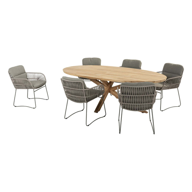 4 Seasons Outdoor Murcia Dining Olive + Taste 4SO Prado Teak Tisch Oval 240 cm