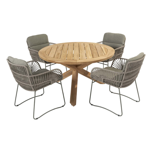 4 Seasons Outdoor Murcia Dining Olive + Taste 4SO Prado Teak Tabelle 130 Ø CM