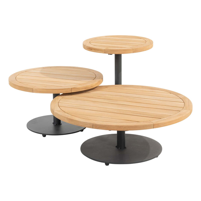 4 Seasons Outdoor Volta Teak Sidetisch Zentralbein Anthrazit 45 cm. Ø (H 55)