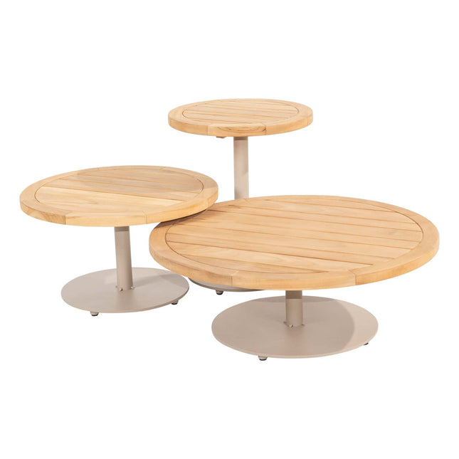 4 Seasons Outdoor Volta Teak Couchtisch Zentralbein Latte 80 cm. Ø (H 30)
