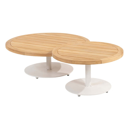 4 Seasons Outdoor Volta Teak Couchtisch Zentralbein Weiß 80 cm. Ø (H 30)