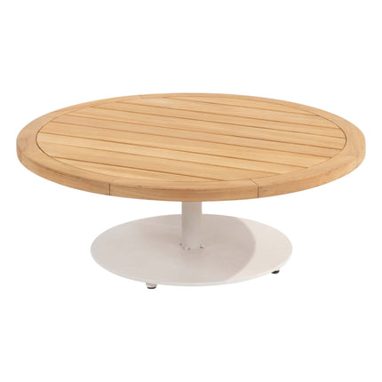 4 Seasons Outdoor Volta Teak Couchtisch Zentralbein Weiß 80 cm. Ø (H 30)