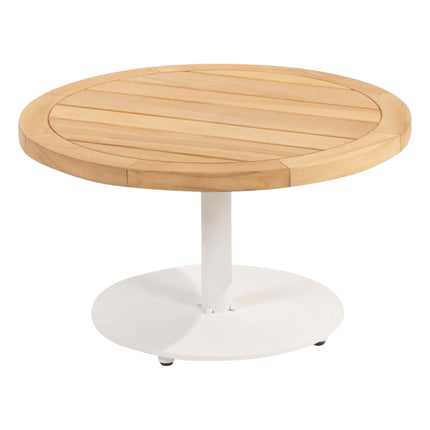 4 Seasons Outdoor Volta Teak Couchtisch Zentralbein Weiß 60 cm. Ø (H 35)