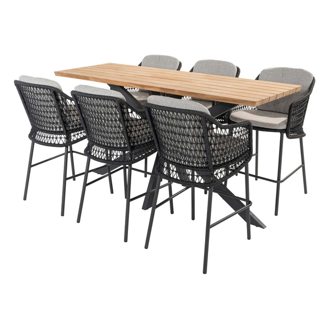 4 Seasons Outdoor Tramonti Bar Sitz + Taste 4SO Prado Bar Tisch Teak 200 cm