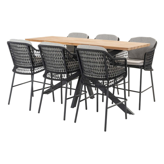 4 Seasons Outdoor Tramonti Bar Sitz + Taste 4SO Prado Bar Tisch Teak 200 cm