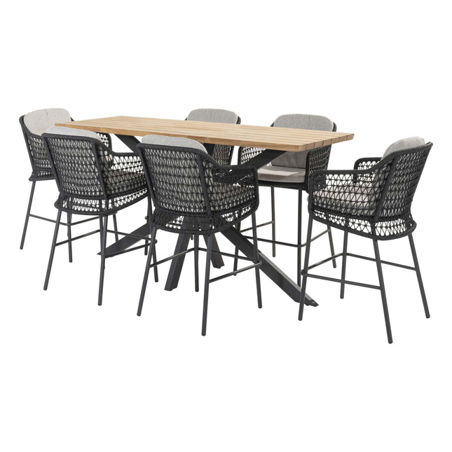 4 Seasons Outdoor Tramonti Bar Sitz + Taste 4SO Prado Bar Tisch Teak 200 cm