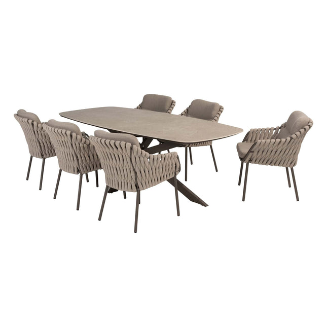4 Seasons Outdoor Montera Dining + Taste 4SO Prado Tisch mit Keramik Tisch Top Barrel Terre 240 cm