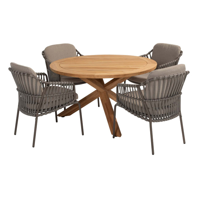 4 Seasons Outdoor Capalbio Essstuhl + Taste 4SO Prado Teak Tabelle 130 Ø CM