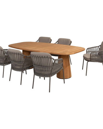 4 Seasons Outdoor Capalbio Essstuhl + Taste 4SO Capri Tisch-Fass-Form-Teak 240 cm