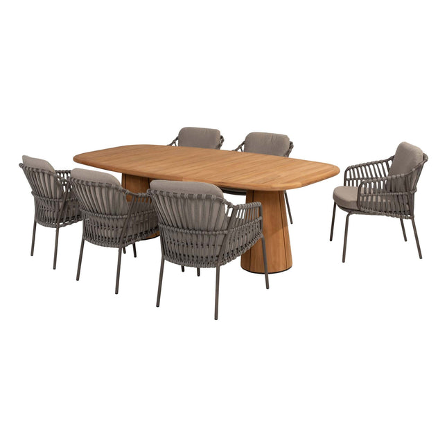 4 Seasons Outdoor Capalbio Essstuhl + Taste 4SO Capri Tisch-Fass-Form-Teak 240 cm