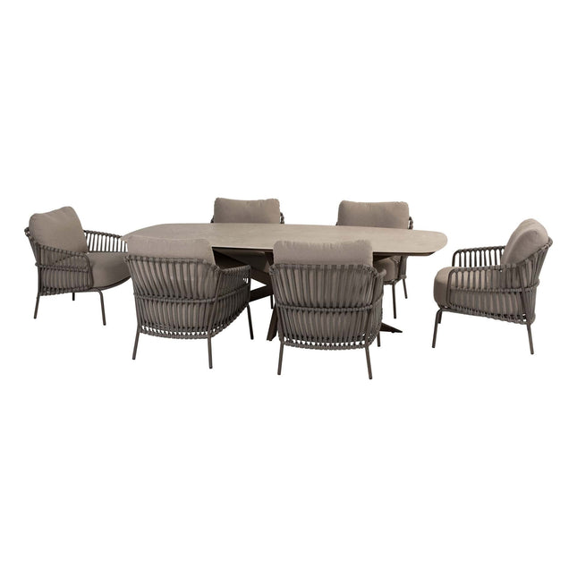 4 Seasons Outdoor Gartenset Capalbio Low Dining Chair + Nevada Low Ess Tisch-Fass-Form 250 cm Terre