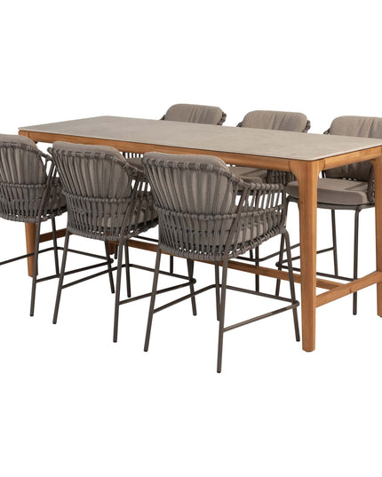 4 Jahreszeiten Outdoor Capalbio High Dining Chair + Taste 4so Liam High Ess Tisch mit Keramikblatt 220 cm