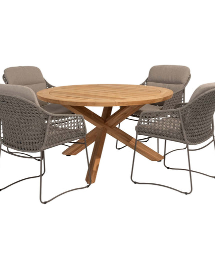 4 Seasons Outdoor Moretti High Back Speisesuhl + Taste 4SO Prado Teak Tabelle 130 Ø CM
