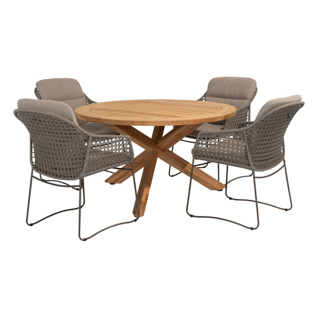 4 Seasons Outdoor Moretti High Back Speisesuhl + Taste 4SO Prado Teak Tabelle 130 Ø CM