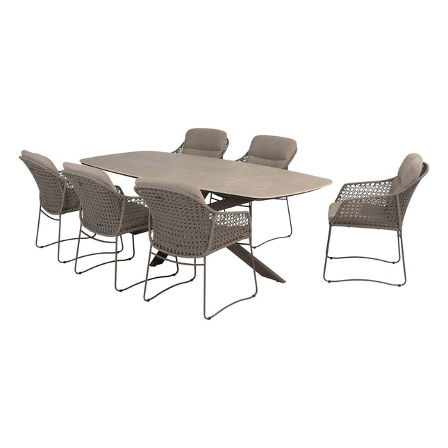 4 Seasons Outdoor Moretti High Back Speisestuhl + Taste 4SO Prado Tisch mit Keramiktisch Top Barrel Terre 240 cm