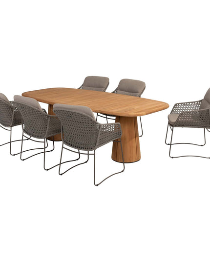4 Seasons Outdoor Moretti High Back Speisestuhl + Taste 4SO Capri Tisch-Fass-Form-Teak 240 cm