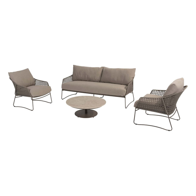 4 Seasons Outdoor Moretti Lounge Set + Boaz Couchtisch 80 Ø cm terre