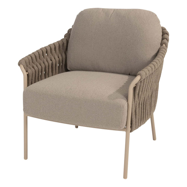 4 Seasons Outdoor Garden Set Comino Low Dining Chair + Taste 4SO Donato Low Esstisch Latte 160 cm Ø