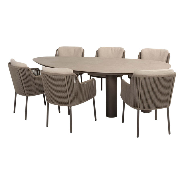 4 Seasons Outdoor Bernini Essstuhl + Arizona Tisch Keramikblatt Kieselform 240 cm