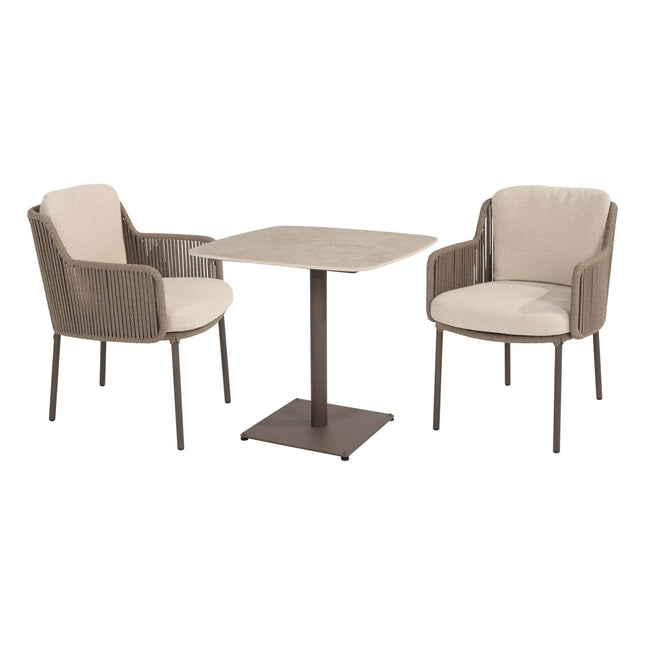 4 Seasons Outdoor Bernini Essstuhl Terre + Vermont Esstisch mit Keramiktisch Top Terre 75 x 75 cm