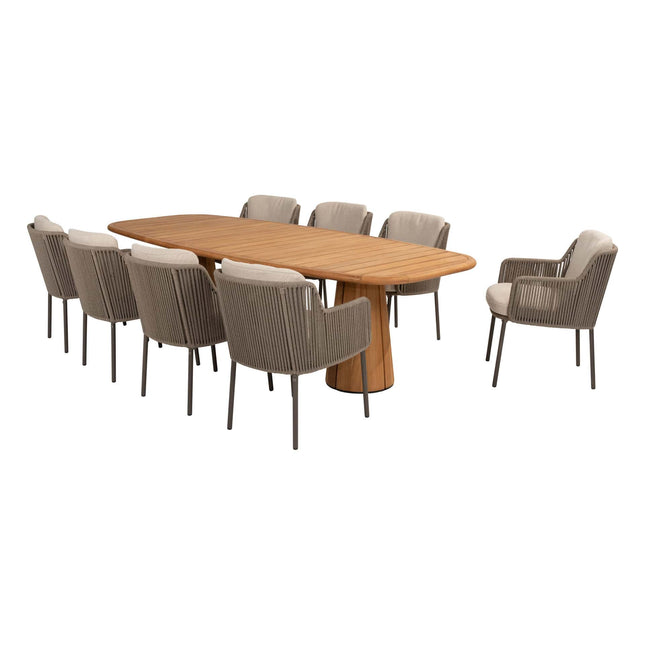 4 Seasons Outdoor Bernini Essstuhl + Taste 4SO Capri Tisch-Fass-Form-Teak 280 cm